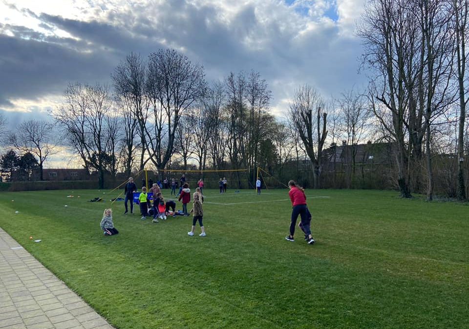 Eerste training op dit prachtige volleybalveld